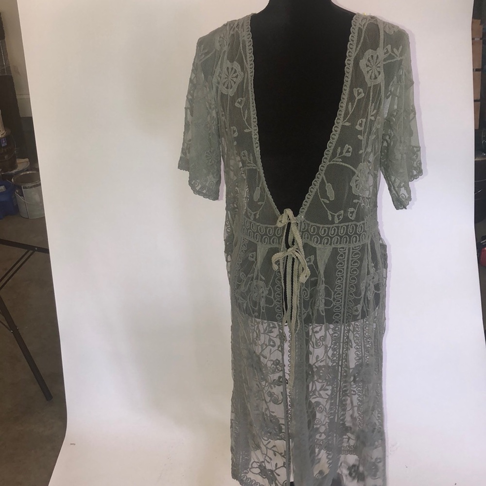 Lace short sleeve kimono